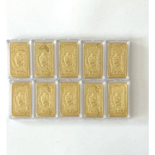 10PCS Gold Bullion Bar Mint 1 Troy Ounce Buffalo United States Replica Coins Collection Non-Currency