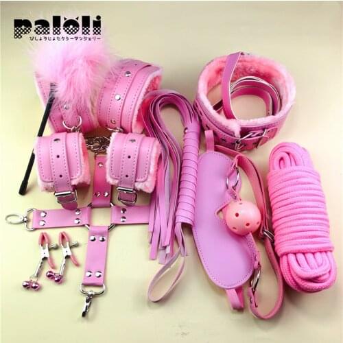 10pcs Sex Toys For Couples Exotic Accessories Adjustable Nylon BDSM Sex Bondage Set Erotic Accessories Handcuffs Whip Rope Games