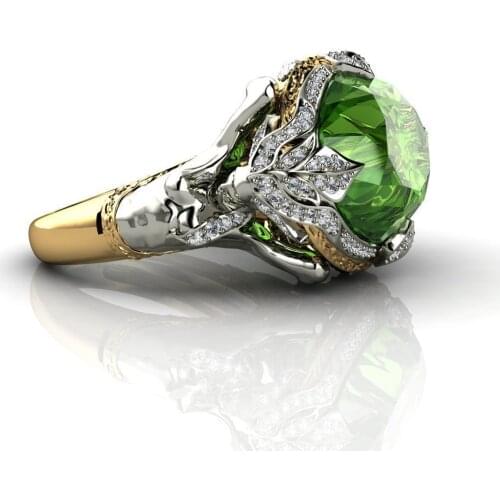 14K Yellow Gold Natural Emerald Gemstone Ring for Women Fine Anillos De Anel Bijoux Femme Jewellery Bizuteria 14K Gold Jade Ring