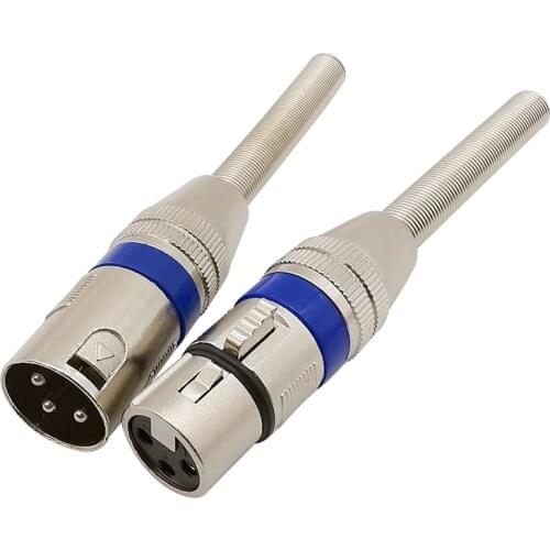 2Pcs 3 Pin XLR Male Plug & Female Jack Socket Audio Microphone Mixer KTV Adapter XLR Audio Cable Connector with Long Tail Spring