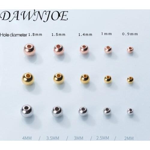 20pcs S925 Sterling Silver Spacer Beads Plating 18 k Gold 2/2.5/3/3.5/4/5mm Round DIY Making Bracelet Necklace jewelry Finding