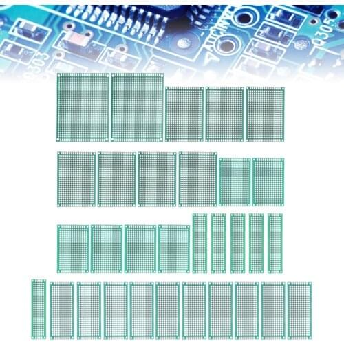 32 pieces Double Sided Green Breadboard PCB DOT Board Prototype Universal Circuit Board Set Integrated Circuits