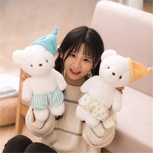 35cm mini cream bear plush toy toy doll cute hat bear doll software children birthday gift baby soothing sleeping pillow