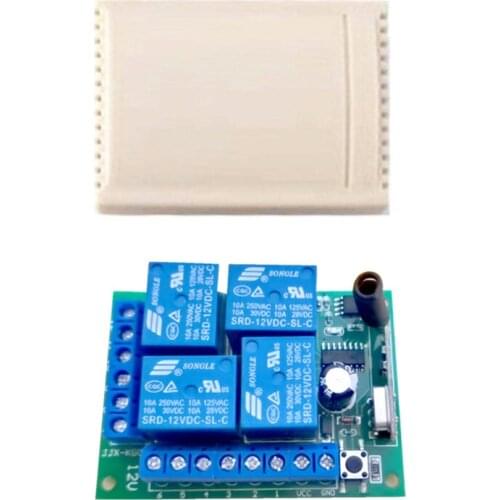 433Mhz Universal Wireless Remote Control Switch DC 12V 4CH Relay Receiver Module For 4CH 1527 learning code 433 Mhz Transmitter