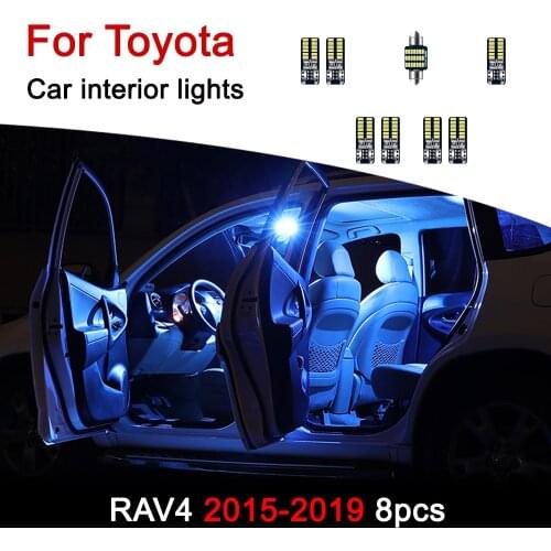 For Toyota RAV4 2015 2016 2017 2018 2019 Car LED Bulbs Interior lights Kit Dome Reading Light Trunk Lamp Accessories 8pcs