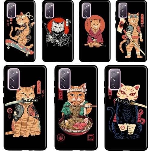 Japanese Style Ukiyo-e Cat Art For Samsung Galaxy Note 20 Ultra Note 10 Plus S20 FE S8 S9 S10 Plus S21 Ultra Case Cover