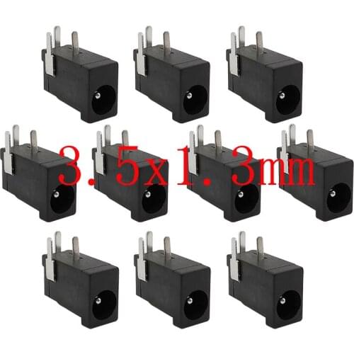 Black DC-002 3.5x1.3mm DC Power Female Jack Connector 3.5*1.3mm DC Supply Socket Right Angle PCB Mount Outlet Connectors