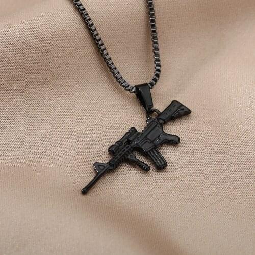 Personality M4 Gun Pendants Necklaces For Women Men Creative Male Hip Hop Punk Chain Necklace Jewelry Fashion Night Club Jewelry