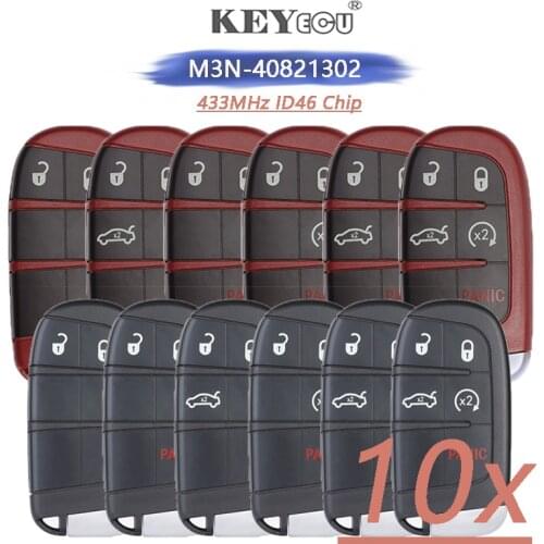 KEYECU 10 PCS / Set 433MHz ID46 Chip M3N-40821302 Replacement Smart Remote Key Fob for Chrysler Dodge Charger Journey Challenge
