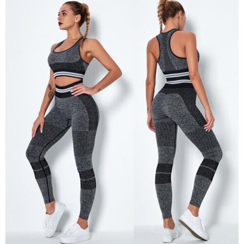 2 Piece Yoga Suit Sets Women Sport Bra Tops Seamless Leggings Gym Clothes Fitness Wear Push up Training Running Sport Clothing
