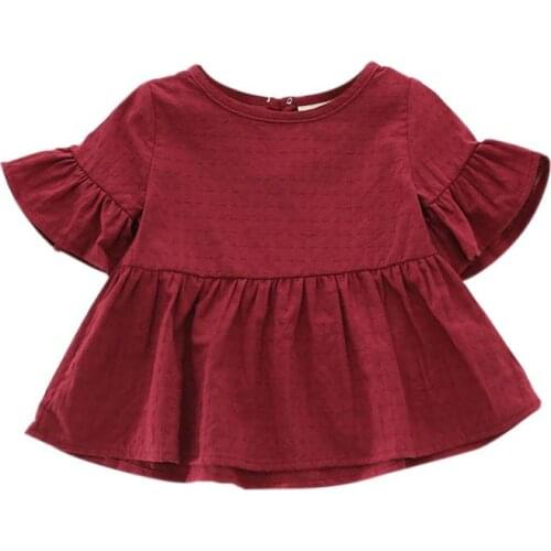 Summer Baby Shirt Cotton Short-sleeved Lotus Leaf Plaid Blouses Girls Little Girls Clothing High Quality Girls Blouse Blusas