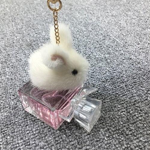 Mini Bunny Keychain Girl Bunny Real Mink Fur Keychain Backpack Chain Trinket Pendant Bunny Womens Skin Phone Pendant