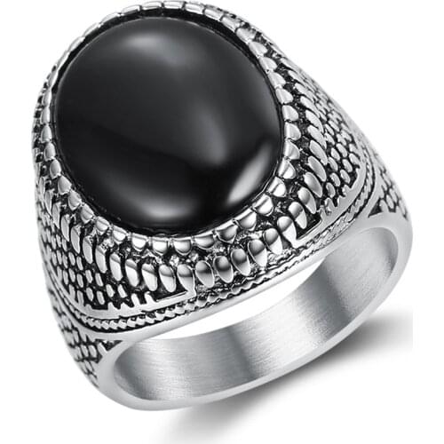 Hip-hop Punk Stainless Steel Black Vintage Ring Mens Ring Jewellery Gift