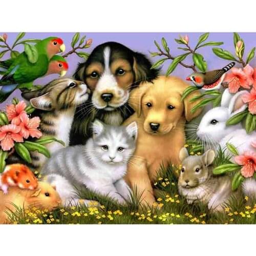 New Diamond Embroidery 5D Diy Diamond Painting Animal Dog Cat Rabbit Cross Stitch Diamond Mosaic Needlework Decor Holiday Gifts