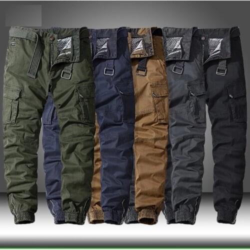 New Men Casual Cotton Cargo Pants Elastic Outdoor Hiking Trekking Tactical Sweatpants Male Military Multi-Pocket Combat Trousers