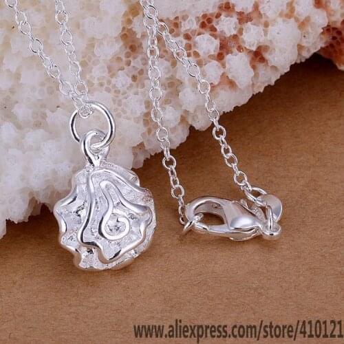 P168_2 Lucky Charm Silver Color Pendants For Women Jewelry Necklace Girl Lady Accessories Fashion Pendant Little Rose /flodf