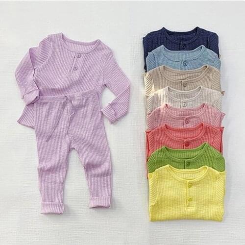 Korean Childrens Clothing Set Girls Boys Pajama Sets Baby Kids Loungewear Pyjama Bebe Cotton Loose 2 Pieces Sets Tracksuit