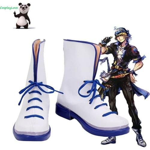 Dissidia Final Fantasy NT Locke Cole White Shoes Cosplay Long Boots Leather Custom Made For Halloween