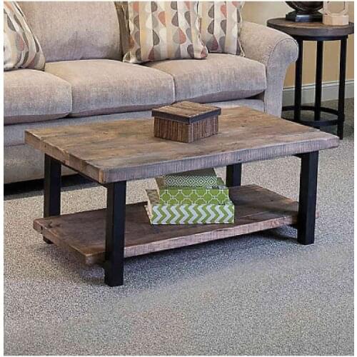 Modern Wood Solid Wood Natural Medium Iron Frame coffee table coffee tables table basse furniture living room table
