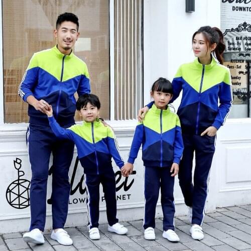 Family Matching Outfits Autumn Dad Son Mom Daughter Sports Suits Spring Coat &Pants Students Uniforms Couple Matching Clothes