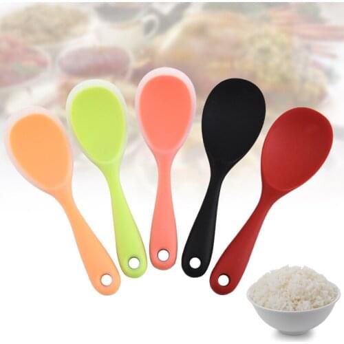 Medium size (8.8 inches) kitchen tools with integrated silicone rice spoon, healthy and E-co friendly, easy to clean