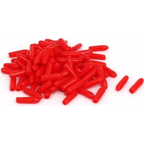 UXCELL 100pcs Rubber Round Tip Insulated End Caps Screw Thread Protector Cover Red Color