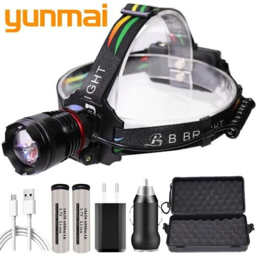 Headlamp Head Lamp Flashlight Headlight 32w 4291lm Xhp70 Yunmai Led Bulbs 2* 18650 Battery Zoom In / Out Lithium Ion