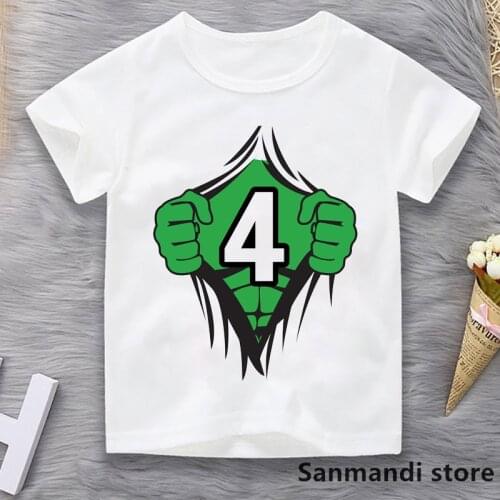 Green Superhero Comic Cartoon 2-8 Year Old Birthday ChildrenS Clothing Boys/Girls Funny T-Shirt Kawaii Kids Clothes Streetwear