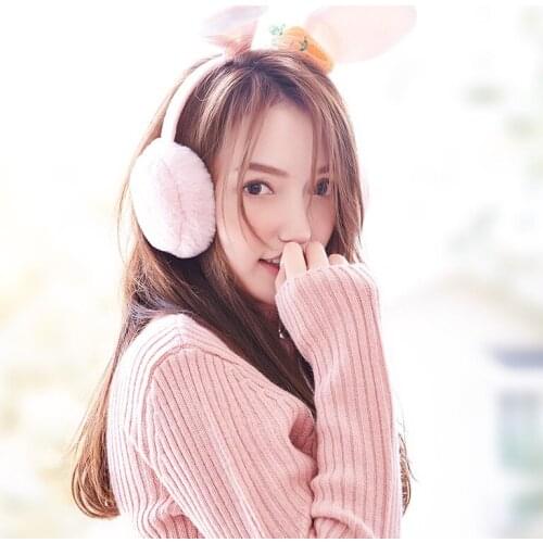 Winter Warm Earmuffs Ladies Cute Rabbit Ears Foldable Ear Bags Ear Protection Plush Plus Velvet Windproof Ear Warmer
