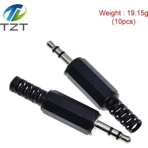 10pcs Black Plastic Pure Copper Conductor Housing Audio Jack Plug Headphone Stereo 3.5mm Male Adapter