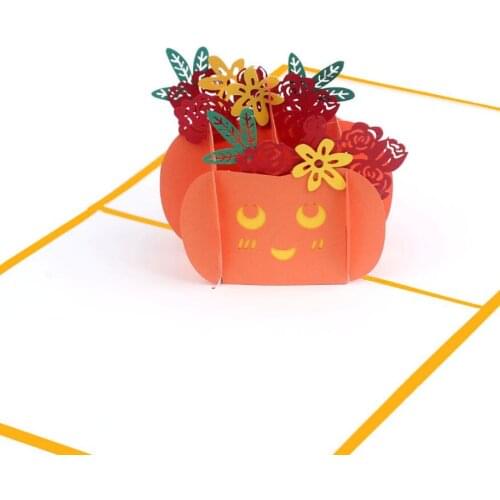 10pcs Handmade Kirigami Origami Halloween Pumpkin 3D Greeting Cards Invitation card For Christmas Wedding Birthday Party Gift