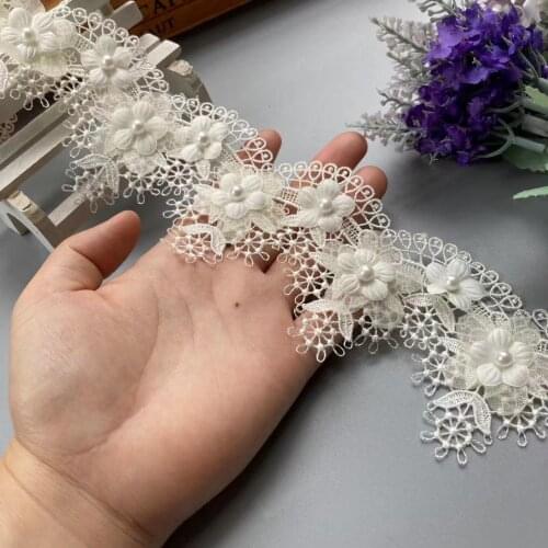 10X Soluble Ivory Grape Flowers Pearl Lace Trim Ribbon Embroidered Knitting Wedding Dress Handmade Patchwork Sewing Supplies