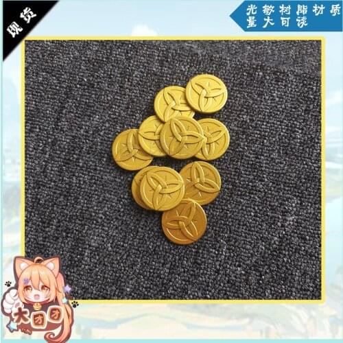 2021 Hot Game Genshin Impact Mora Gold Pendant Halloween Carnival Cosplay Party Props Accessories Game Fans Gift