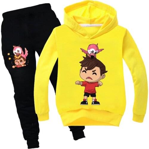 2021 New Fashion Flamingo Flim Flam Sweatshirt Pants Suit Boys Girls Cotton Pullover Hoodies Casual Sportswear Tops for Children