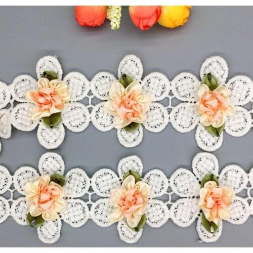 20X Vintage Cotton Rose Flowers Lace Trim Applique Embroidered DIY Handmade Ribbon Fabric Wedding Dress Clothes Sewing Craft