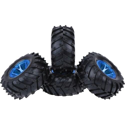 4Pcs/Set Rubber Monster Truck Tire Tyres Rim Wheel For RC 1/10 Scale Models Traxxas HSP Tamiya HPI Kyosho RC Model Car Parts