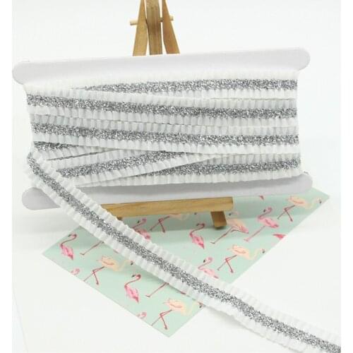 50Yards Eco-Friendly Silver Lace Trims Cosplay Costume 5cm Width Laces Ribbon For Stage Dance Dress Sewing Accessories