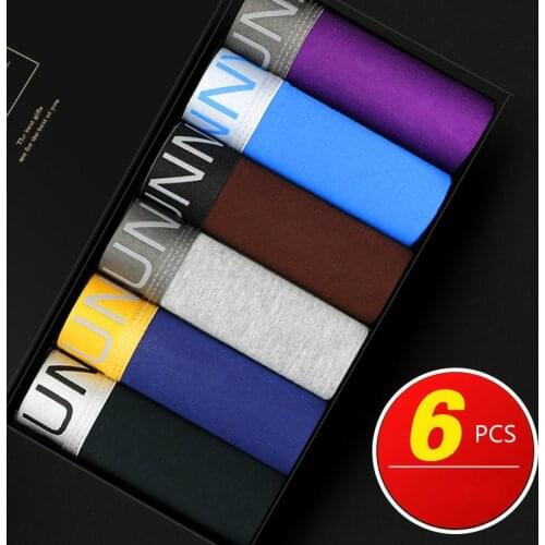 6pcs/lot Fashion Boxer Men Comfort Solid Color Underpants Short Sexy Men Underwear Brand Boxer Hombre Colorful Breathable Homme
