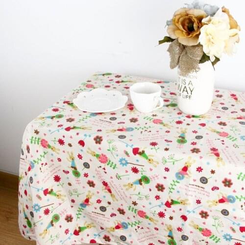7Size Washable Rectangle Cartoon Animal Rabbit Print Childrens Desk Table Cloth Cotton Linen Tablecloth Table Cover Home Decor