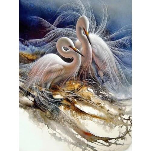 Diy Diamond Embroidery White Bird Crest Animal Diamond Painting Bird Full Square Round Drill Mosaic 5D Dicture Of Rhinestones