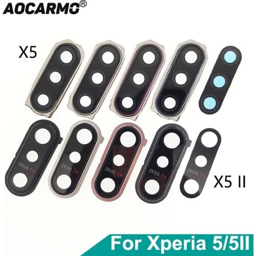 Aocarmo Rear Back Camera Lens Len Glass With Metal Frame Ring Adhesive For Sony Xperia 5 X5 J8210 J9210 5II ii SO-52A SOG02