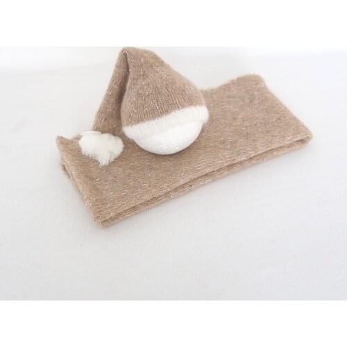 Beige Newborn Sleepy Cap Jersey Stretch Knit Wrap Baby Girl Boy Bonnet Outfit Colored Newborn Wraps Soft Baby Photography Props