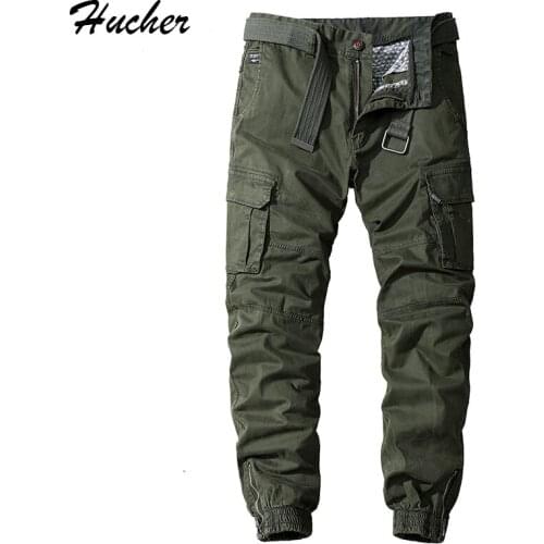 Huncher Mens Multi Pockets Cargo Pants Men 2021 Spring Jogging Tactical Pants Male Trousers Military Slim Fit Green Joggers Men