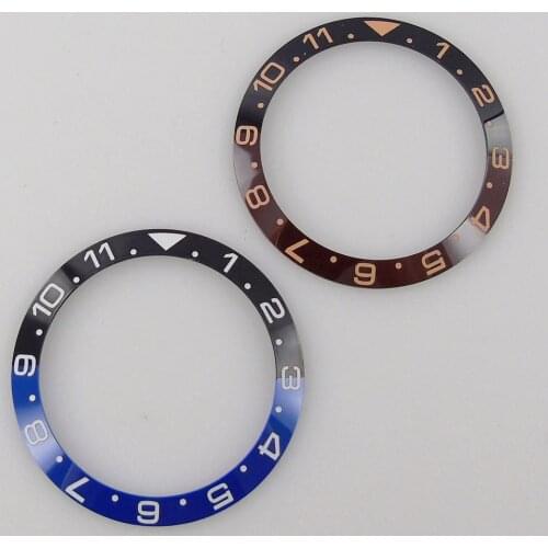 38mm*30.6mm Sloping Watch Bezel Insert Ceramic Material Fit For 40mm SUB Style Mens Watch Bezel Ring Black/Blue Black/Brown