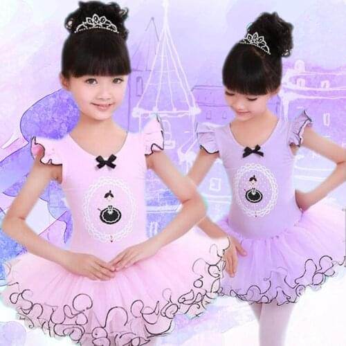 Children Ballet Clothes Ballerina Dress Dancewear Summer Short Sleeved Ballet Dress Girls Sequins Shoes Ballet Costume For Dance