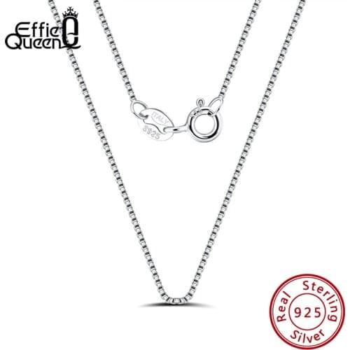 Effie Queen Multi Size 925 Silver 1mm Box Chain Necklace for Pendant 40cm-60cm Long Man Woman Jewelry Gift Wholesale 2020 SC32
