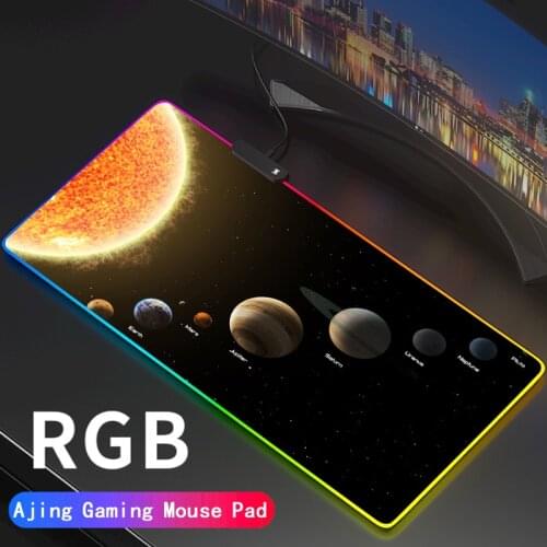 Gaming Mouse Pad Large Solar System Universe Nebula Rgb Mousepad Light Desk Mat Computer Gamer LED Backlight Keyboard Carpet