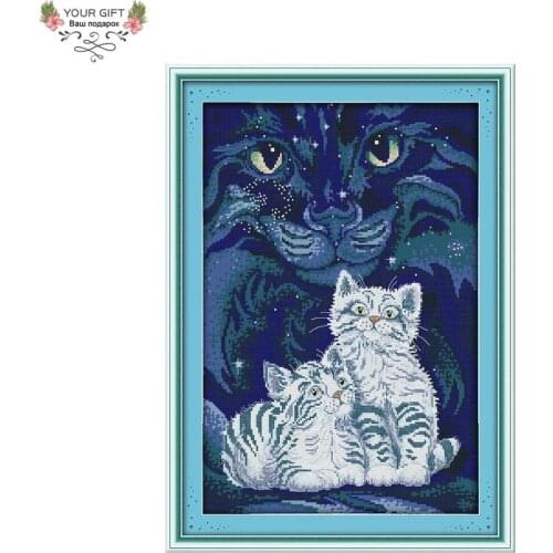 Joy Sunday D788 14CT 11CT Counted and Stamped Home Decoration Two Little White Tigers cross stitch patterns Embroidery DIY Kits