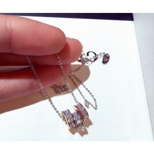 925 Sterling Silver Three Color Round Rings Gold Rose Gold Choker Detachable Necklace For Fashion Women Fine Jewelry Cute Gift