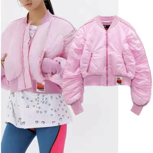 Nlzgmsj Za Women 2021 New Winter Jacket Warm Women Coat Bomber Jacket Outerwear Zipper Pockets Winter Coat Female Jacket 202106